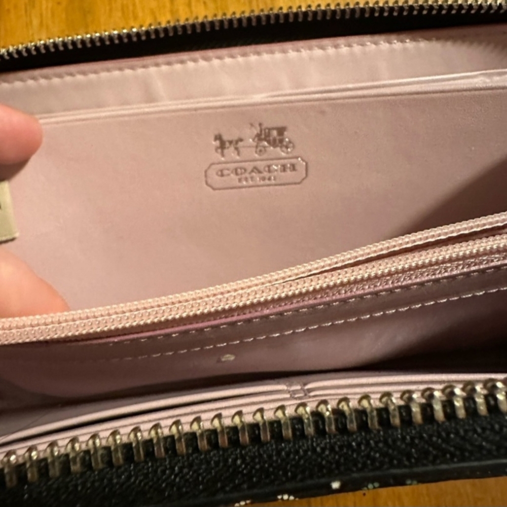 Coach Waverly Black Continental Zip Wallet with Multicolor Signature Rings - Picture 5 of 14